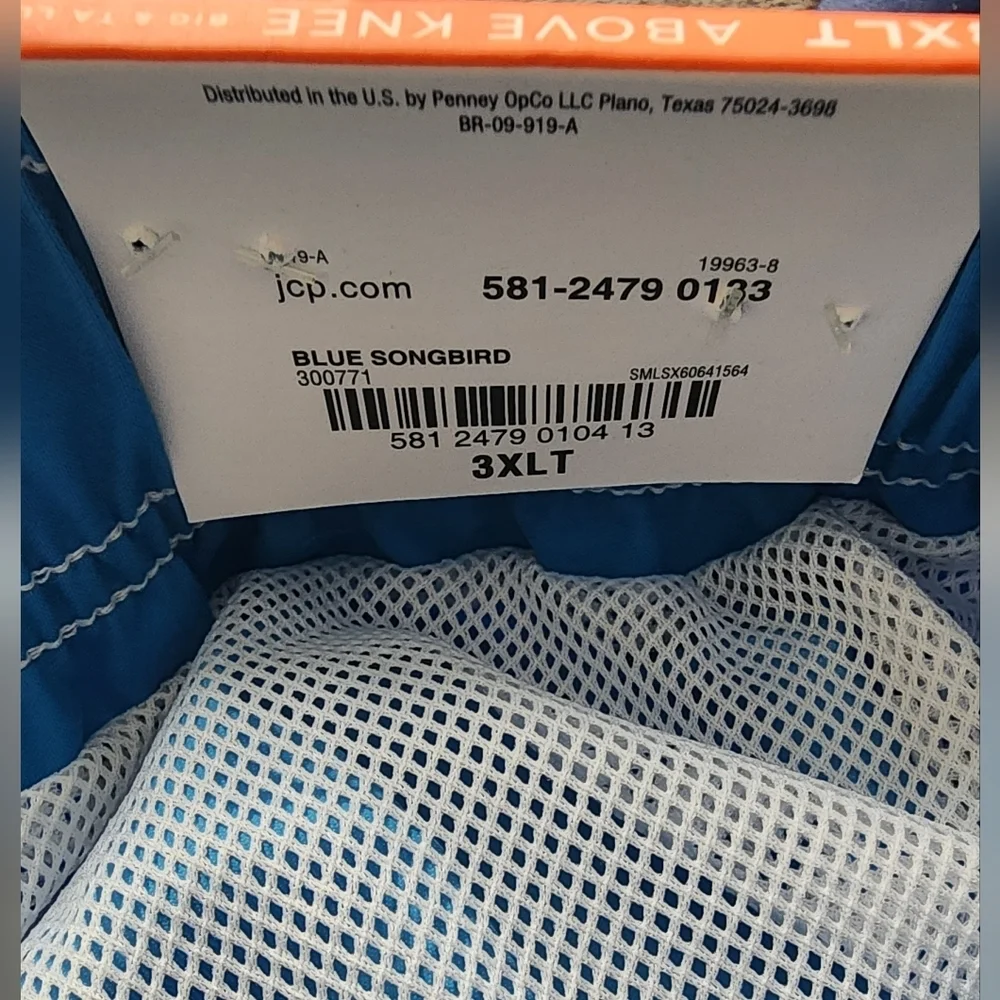 St. John's Bay Men's Elastic Drawstring Waist Swim Trunck Pockets Sz 3XL (NWT)